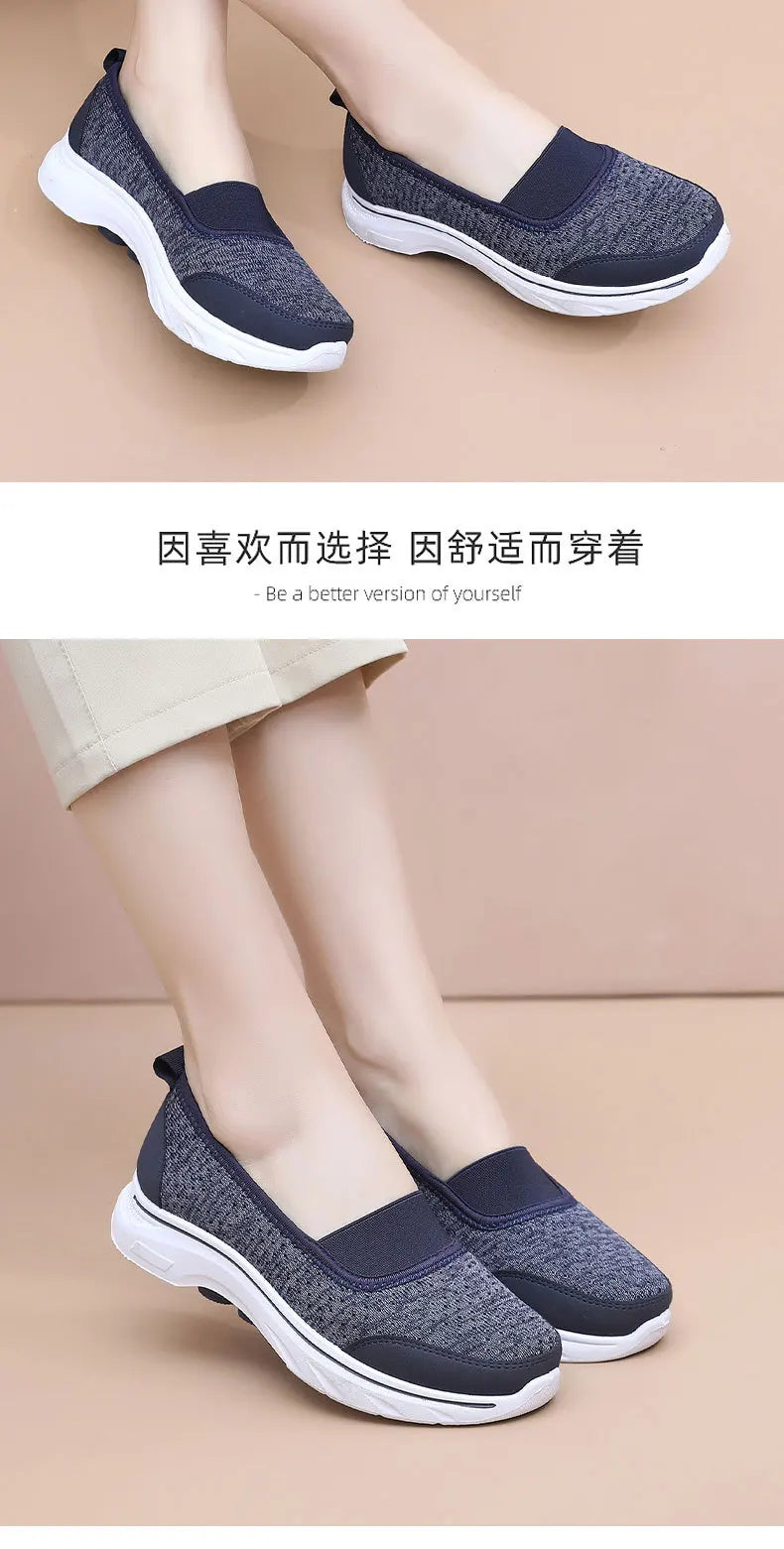 Női Légáteresztő Vulkanizált Cipő Fehér - Divatos Mesh Sneaker Munkacipő