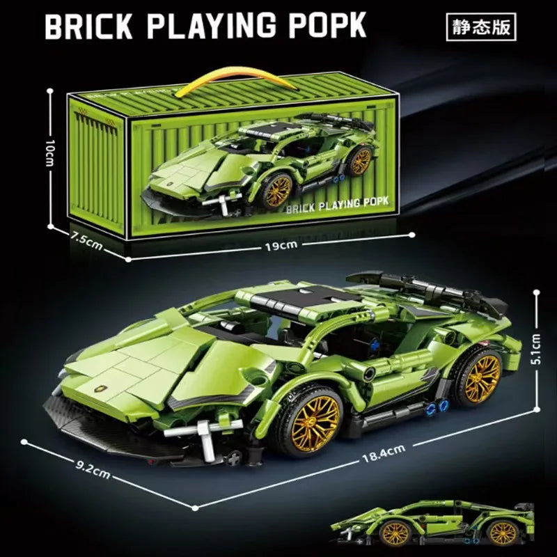 Építő Kocka Autó Verseny Sportos Modell Városi Mechanikus Kis Blokk Puzzle Játék - Kompatibilis Legóval