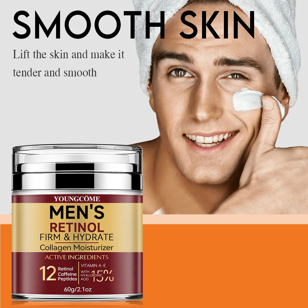 LGRAMER Men's Retinol Firming Face Cream - Hydration and Wrinkle Removal with Collagen for Glowing Skin