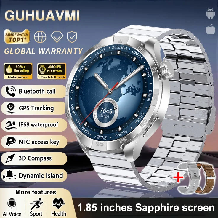 OutdoorTech GPS Sportos Okosóra Férfiaknak - 1,85 Hüvelykes AMOLED Kijelző NFC és HD Hívás IP68 Vízálló