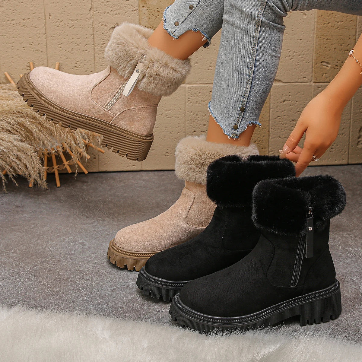 Téli Csizma Bokáig Flok Plüss