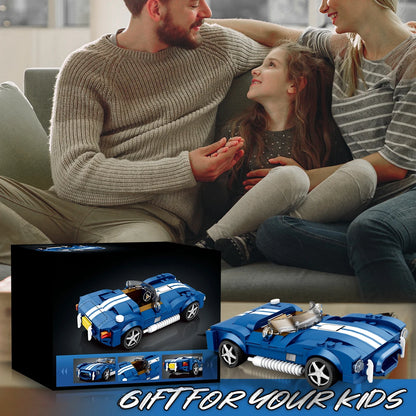 AMAZINGBLOKS 312 Pcs Kék Sport Autó Építő Készlet - Oktató Játék És Asztali Dísz Modell Gyerekeknek