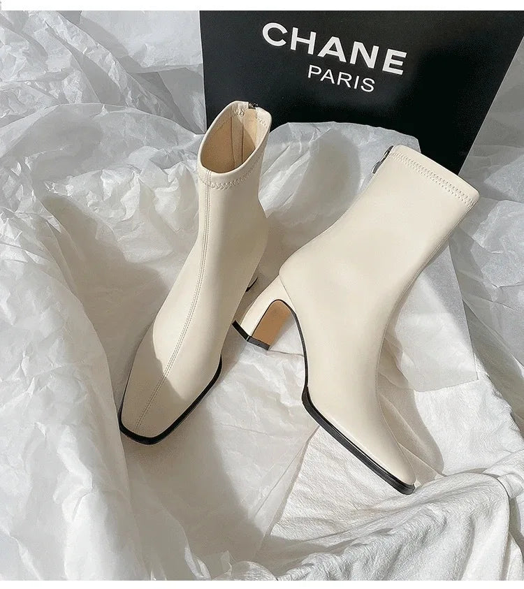 Women's Ankle Boots - Soft Leather High Heel Shoes