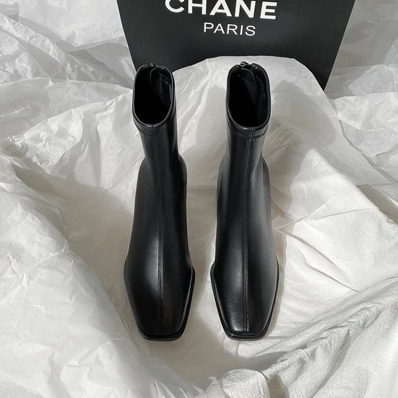 Women's Ankle Boots - Soft Leather High Heel Shoes