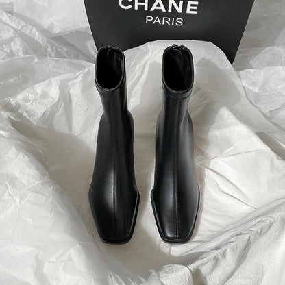 Women's Ankle Boots - Soft Leather High Heel Shoes