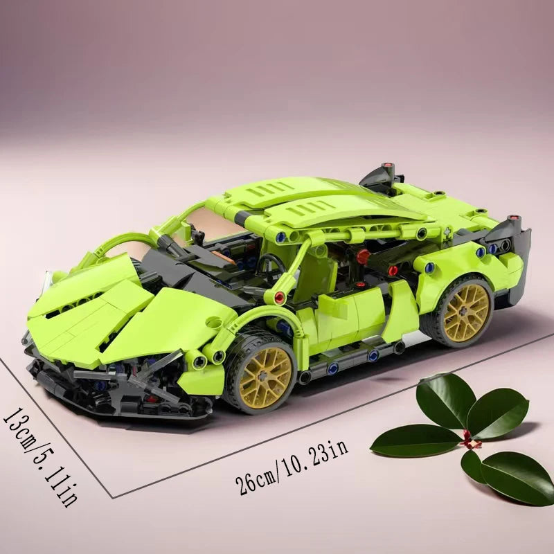1635-Darabos Realisztikus Zöld Klasszikus Szuperautó Építő Blokk Modell - Lego Kompatibilis Versenygép