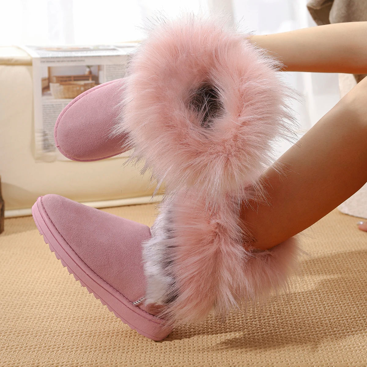 Bequeme Stiefel mit Flockobermaterial