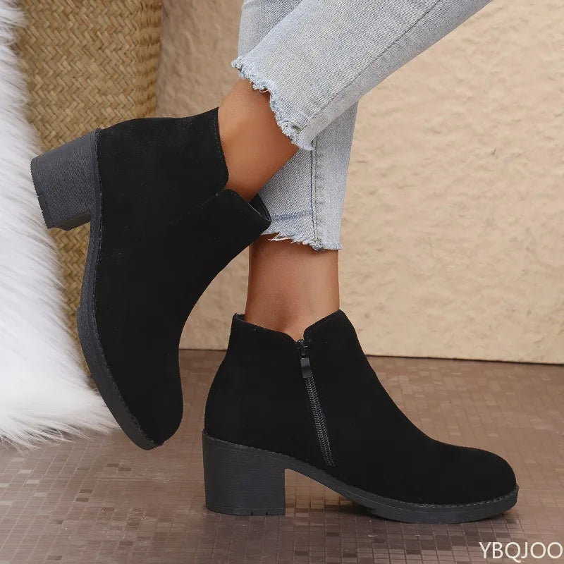YBQJOO Women's Suede Shoes Zipper