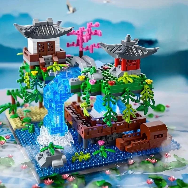 Gudong Wisdom Taohuatan 3D Építő Blokk Sor Miniatűr Modell Puzzle Gyűjtemény - Lego Kompatibilis