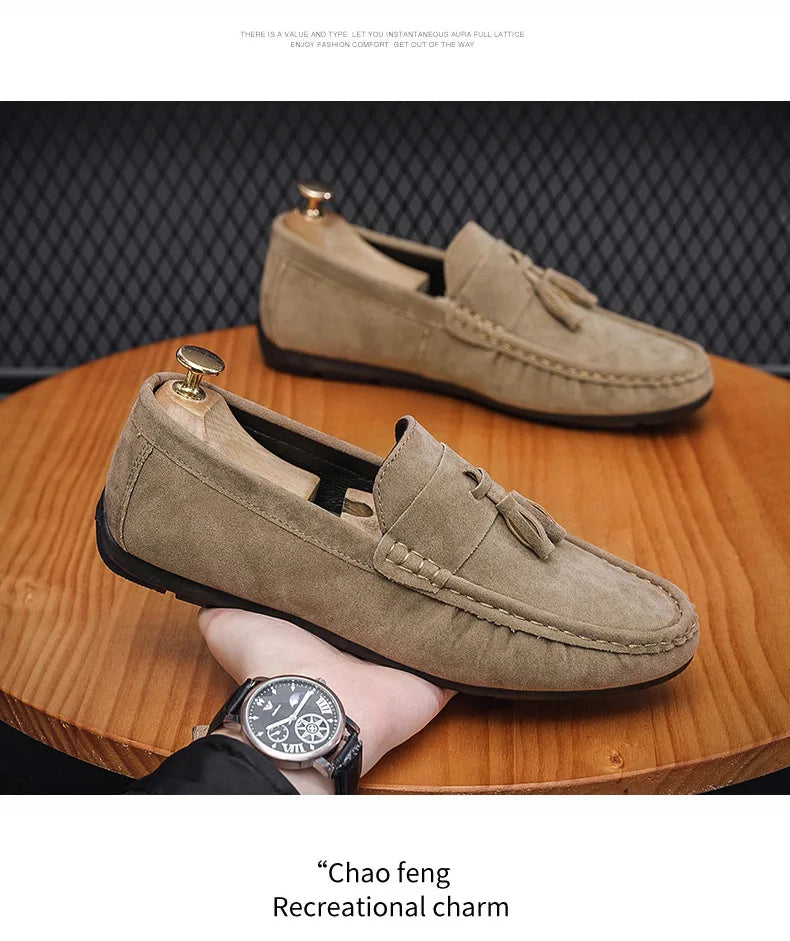 Férfi Casual Loafer - Bojtos Bőr Mokaszin Puha Talppal