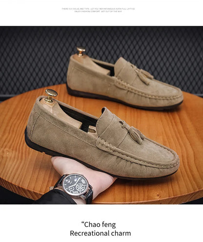 Férfi Casual Loafer - Bojtos Bőr Mokaszin Puha Talppal