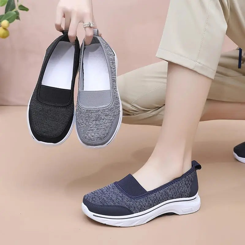 Női Légáteresztő Vulkanizált Cipő Fehér - Divatos Mesh Sneaker Munkacipő