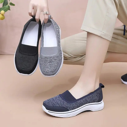 Női Légáteresztő Vulkanizált Cipő Fehér - Divatos Mesh Sneaker Munkacipő