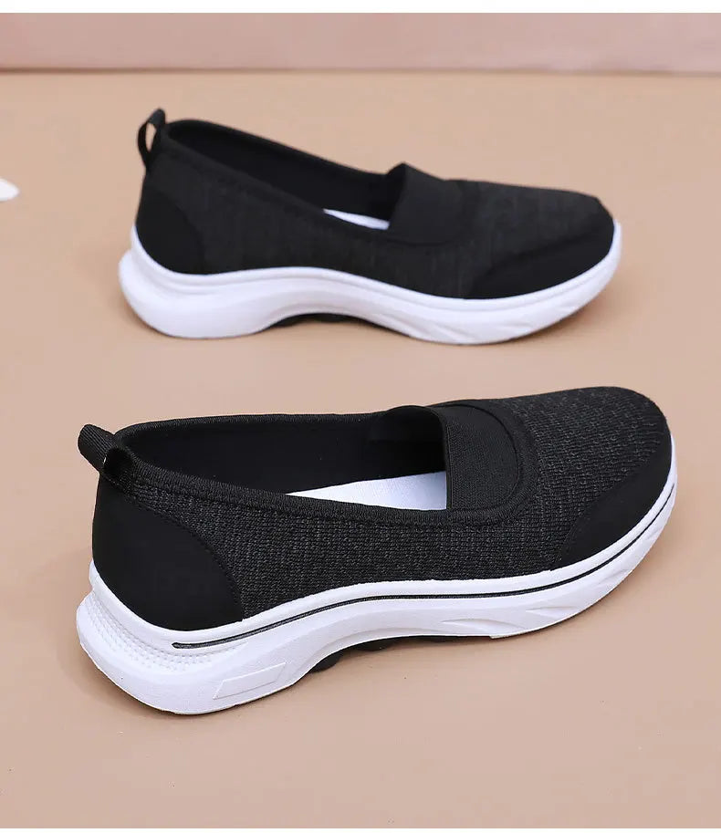Női Légáteresztő Vulkanizált Cipő Fehér - Divatos Mesh Sneaker Munkacipő