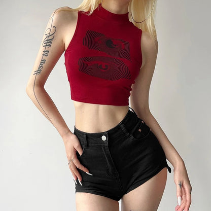 Women's Crop Top JEYONGZOOCN Red