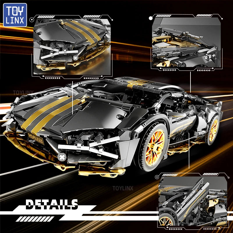 Prémium Építőkocka Szett 1280 db - 1:14 Sport Autó Modell Felnőtteknek
