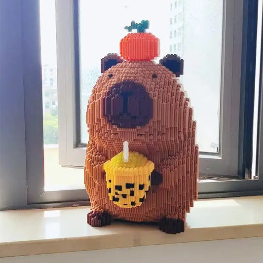 3836 Darabos Persimmon Tejes Teás Capybara Modell Építő Puzzle - Parti És Szobadíszhez Alkalmas