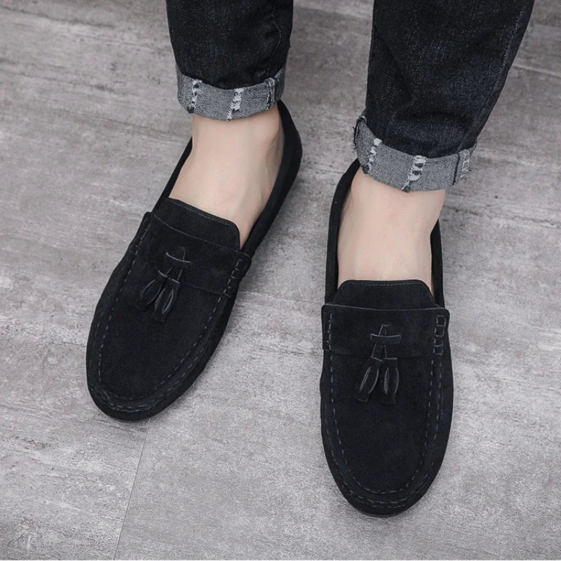 Férfi Casual Loafer - Bojtos Bőr Mokaszin Puha Talppal