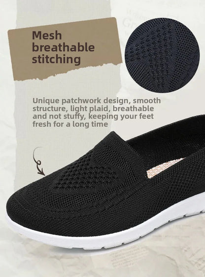 Női Slip-On Cipő - Lélegző Hálós Casual Lapos Cipő Tavaszi-Őszi Szezonra