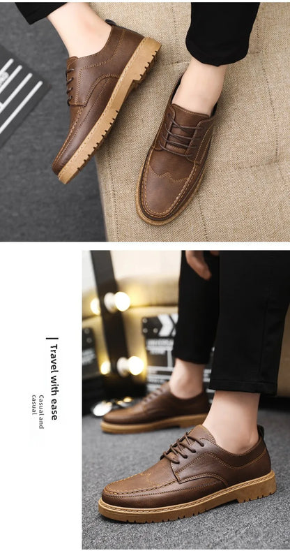 Férfi Luxus Bőr Cipő Olasz Oxford - Klasszikus Üzleti Brogue Loafer Barna