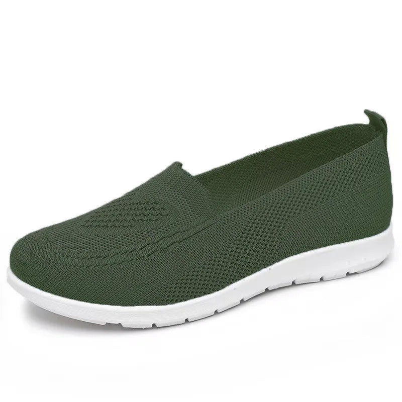 Női Slip-On Cipő - Lélegző Hálós Casual Lapos Cipő Tavaszi-Őszi Szezonra