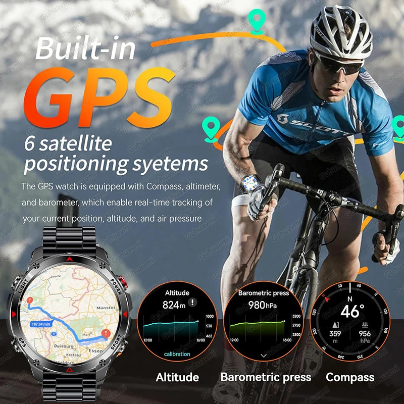 MilGuard GPS Pozíció Okosóra Férfiaknak - Térképes Útvonal Követés, 30 Méter Vízálló, Taktikai Sportóra