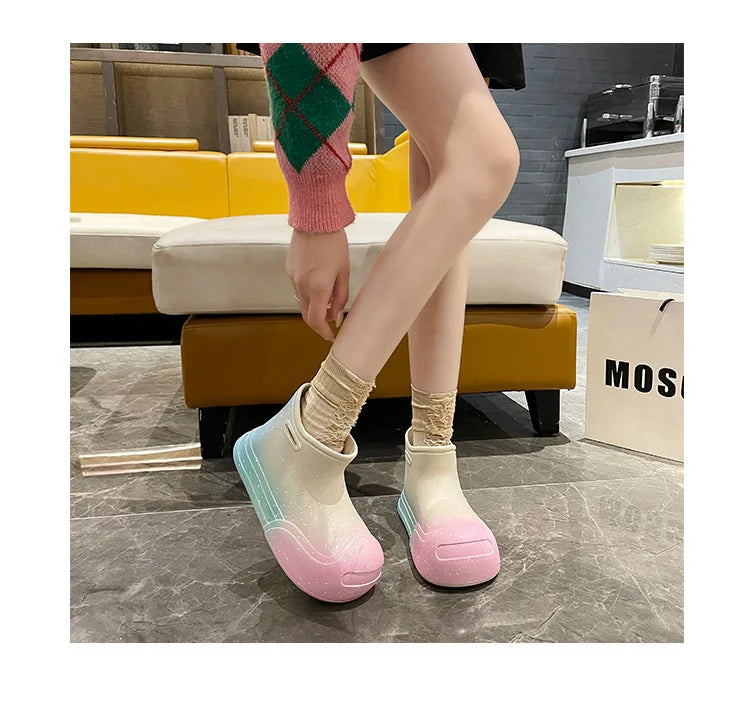 Wasserdichte EVA-Gummistiefel für Damen – Gartenarbeitsschuhe mit dicker Sohle, Regenstiefel