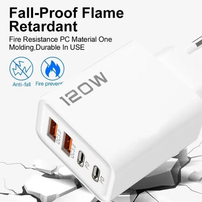 120W Gyors Töltő 4 Port USB C