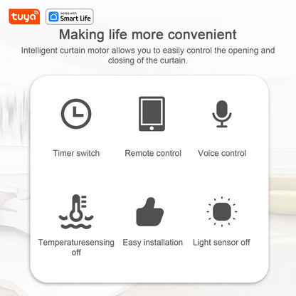Tuya Okos Függönymozgató Robot – WiFi/Bluetooth, App-vezérlés, Alexa & Google Home