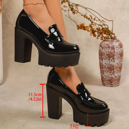 Női PU Cipő 8 Cm Sarok Négyzet