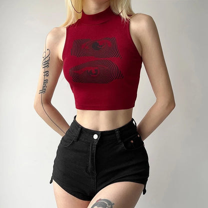 Women's Crop Top JEYONGZOOCN Red