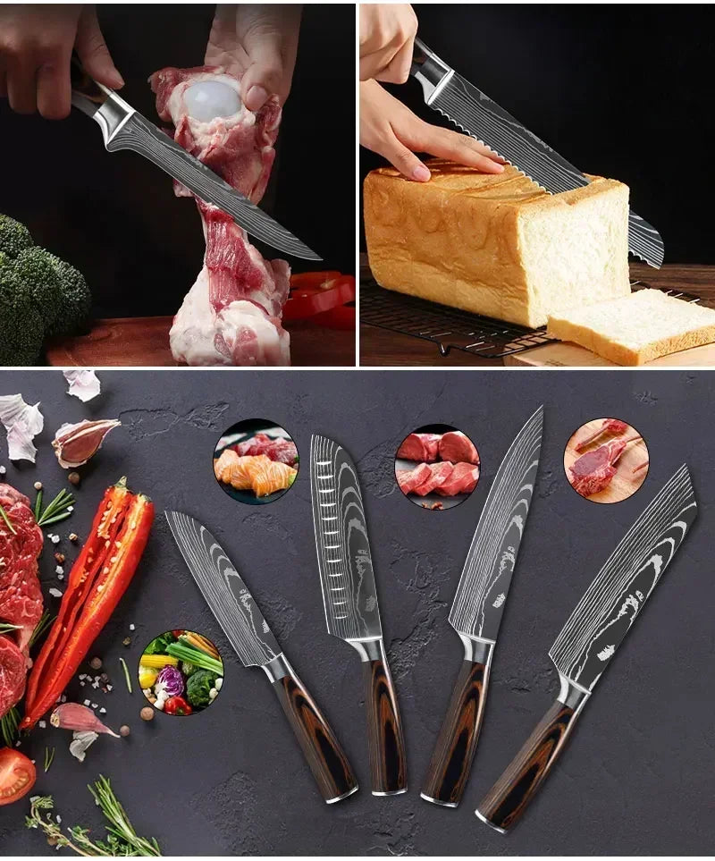 Damascus Konyhakés Éles Santoku