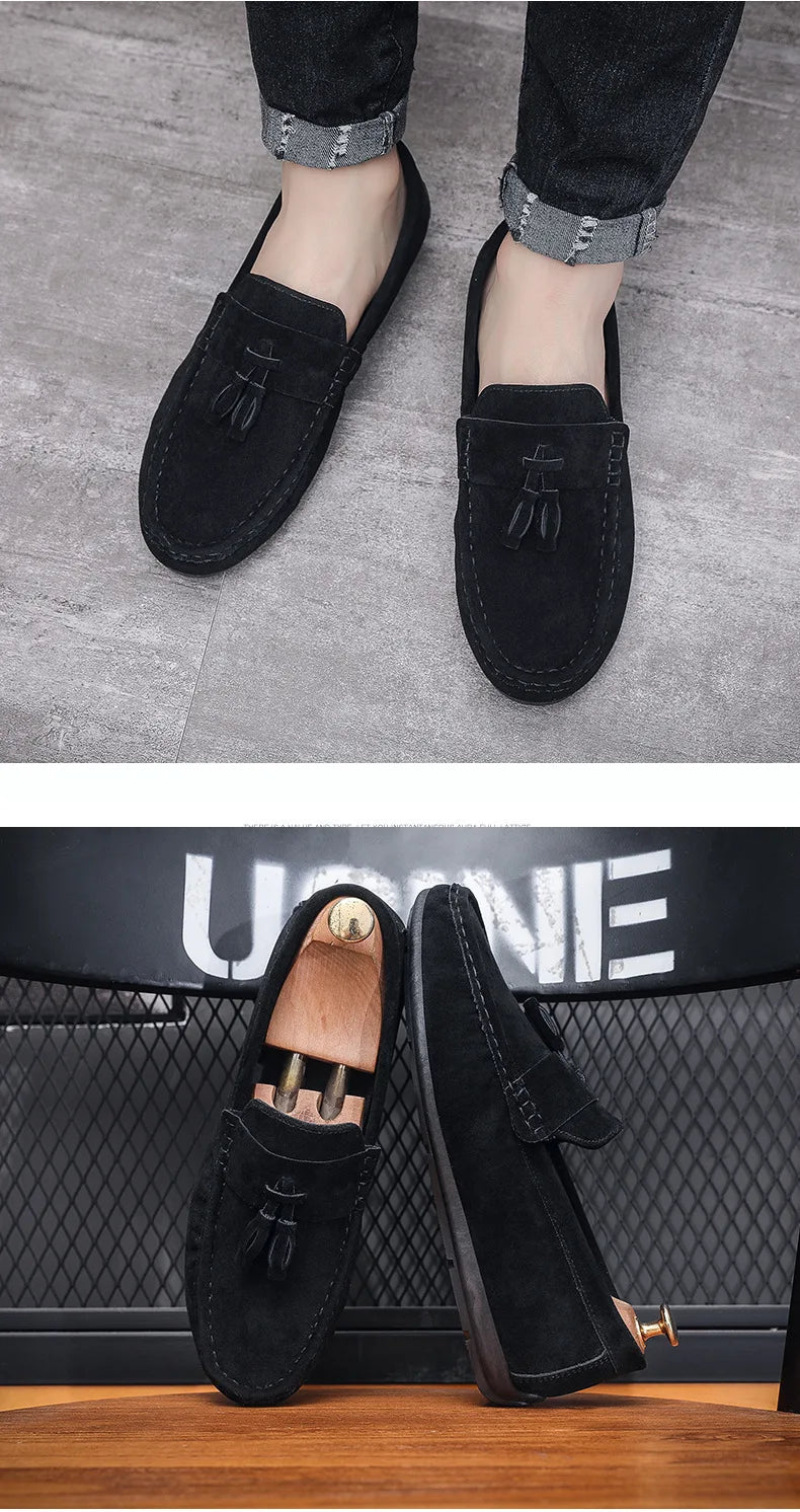 Férfi Casual Loafer - Bojtos Bőr Mokaszin Puha Talppal
