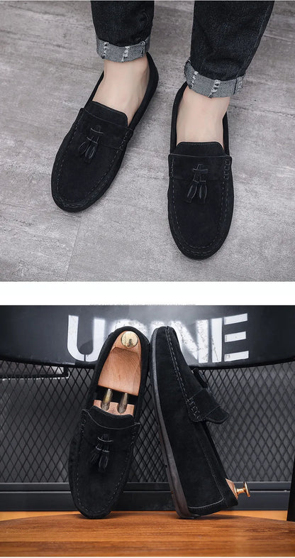 Férfi Casual Loafer - Bojtos Bőr Mokaszin Puha Talppal