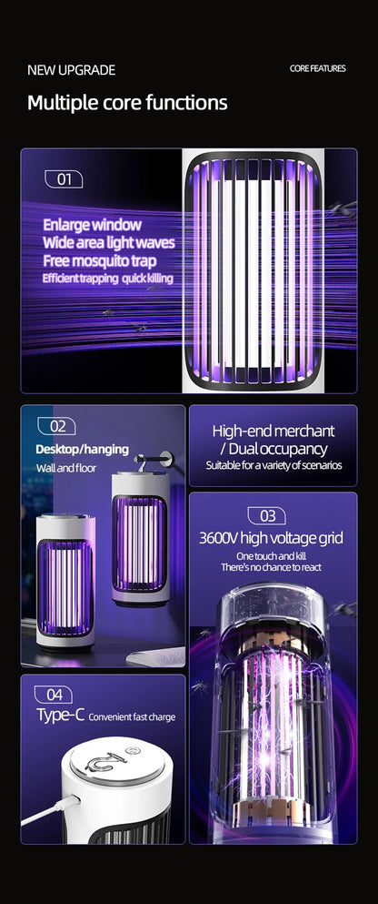 Xiaomi 360° Elektromos Szúnyogirtó Lámpa - Type-C Töltés, Hordozható, Beltéri Használat