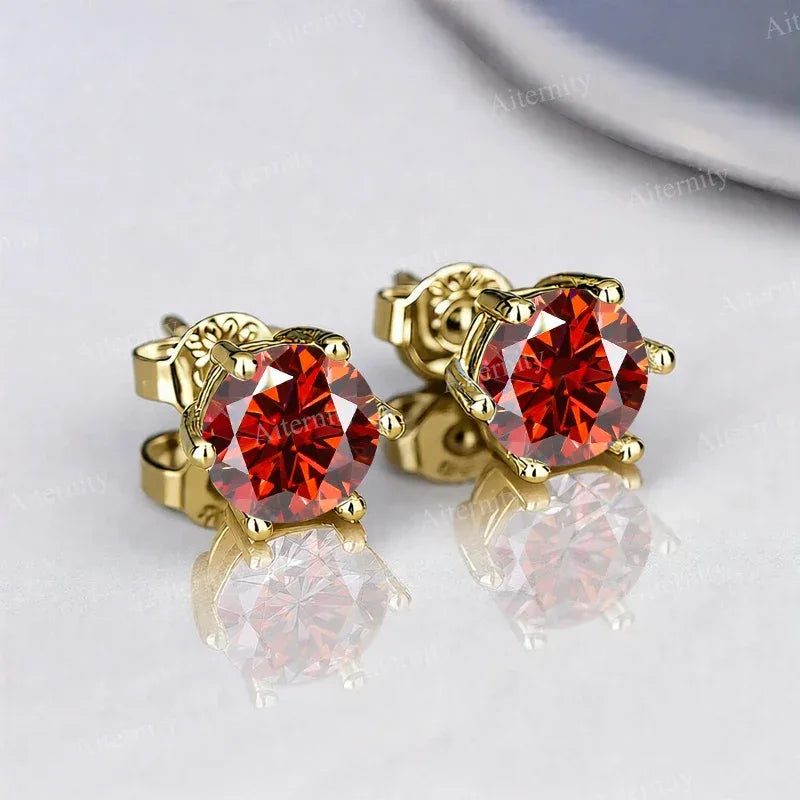 0.1ct-2ct D Color Certified Moissanite Stud Earrings Lab Created Diamond 925 Sterling Silver Wedding - BAALAAZ