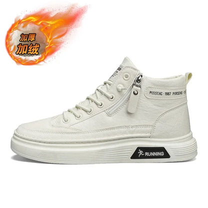 Férfi Téli Bundás Sneaker - Meleg Bőr Casual Cipő Platform Talppal