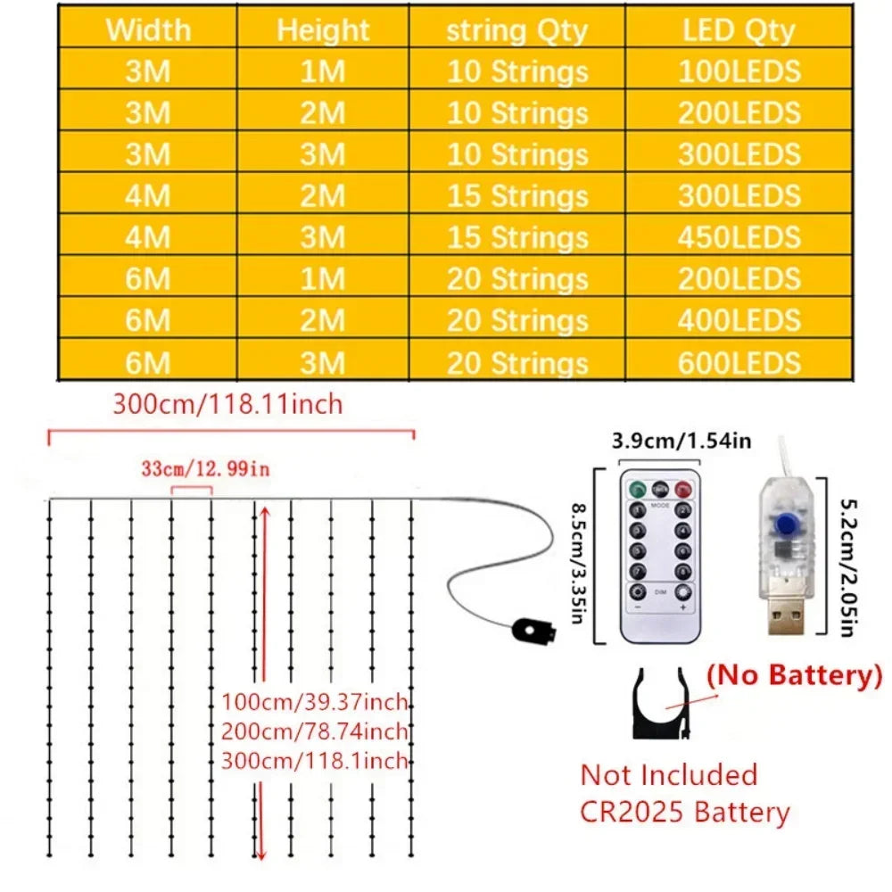 3M LED Függöny - 8 Üzemmód