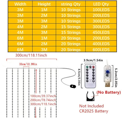 3M LED Függöny - 8 Üzemmód