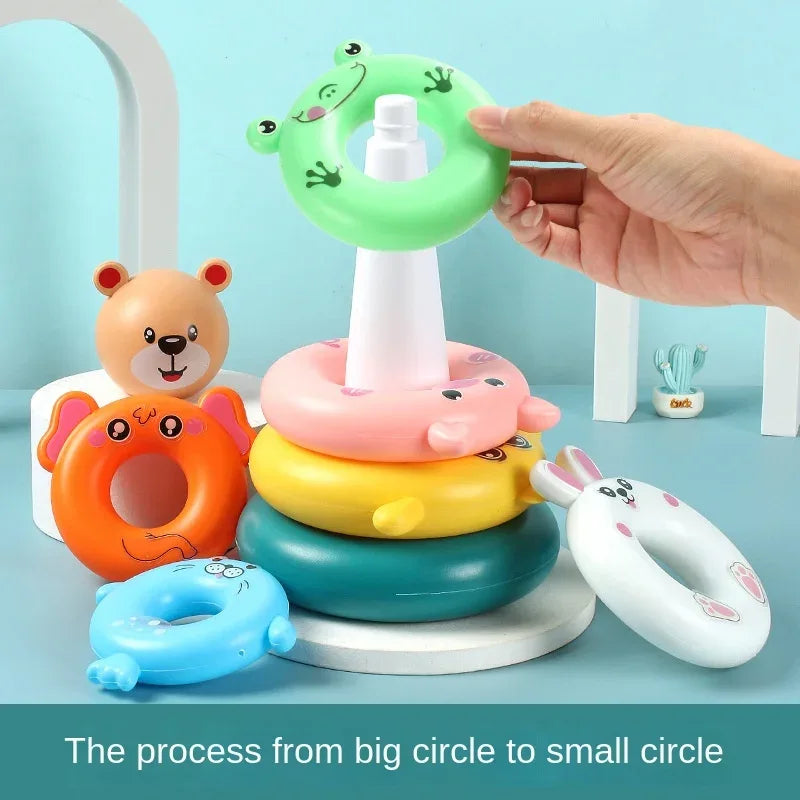 0 12 Month Baby Puzzle Pyramid Tower Cup Stacking Duck Toys Montessori Educational Beach Kids Pool Bathtub Toy Boy Gril Gift - BAALAAZ