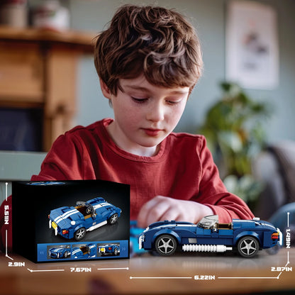AMAZINGBLOKS 312 Pcs Kék Sport Autó Építő Készlet - Oktató Játék És Asztali Dísz Modell Gyerekeknek