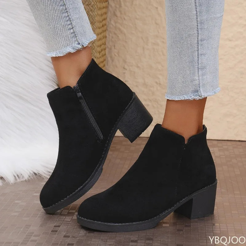 YBQJOO Women's Suede Shoes Zipper