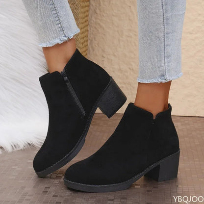 YBQJOO Women's Suede Shoes Zipper