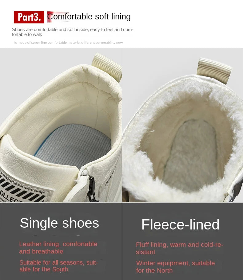 Férfi Téli Bundás Sneaker - Meleg Bőr Casual Cipő Platform Talppal