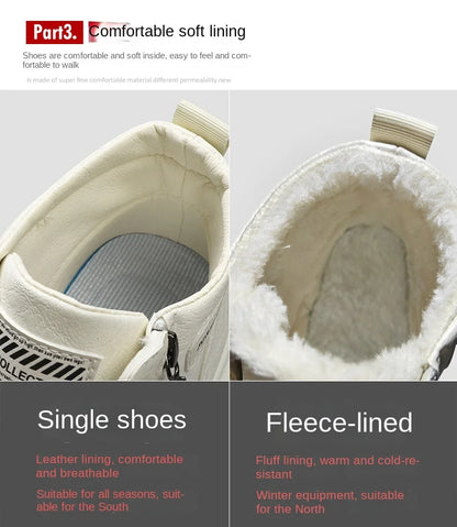 Férfi Téli Bundás Sneaker - Meleg Bőr Casual Cipő Platform Talppal