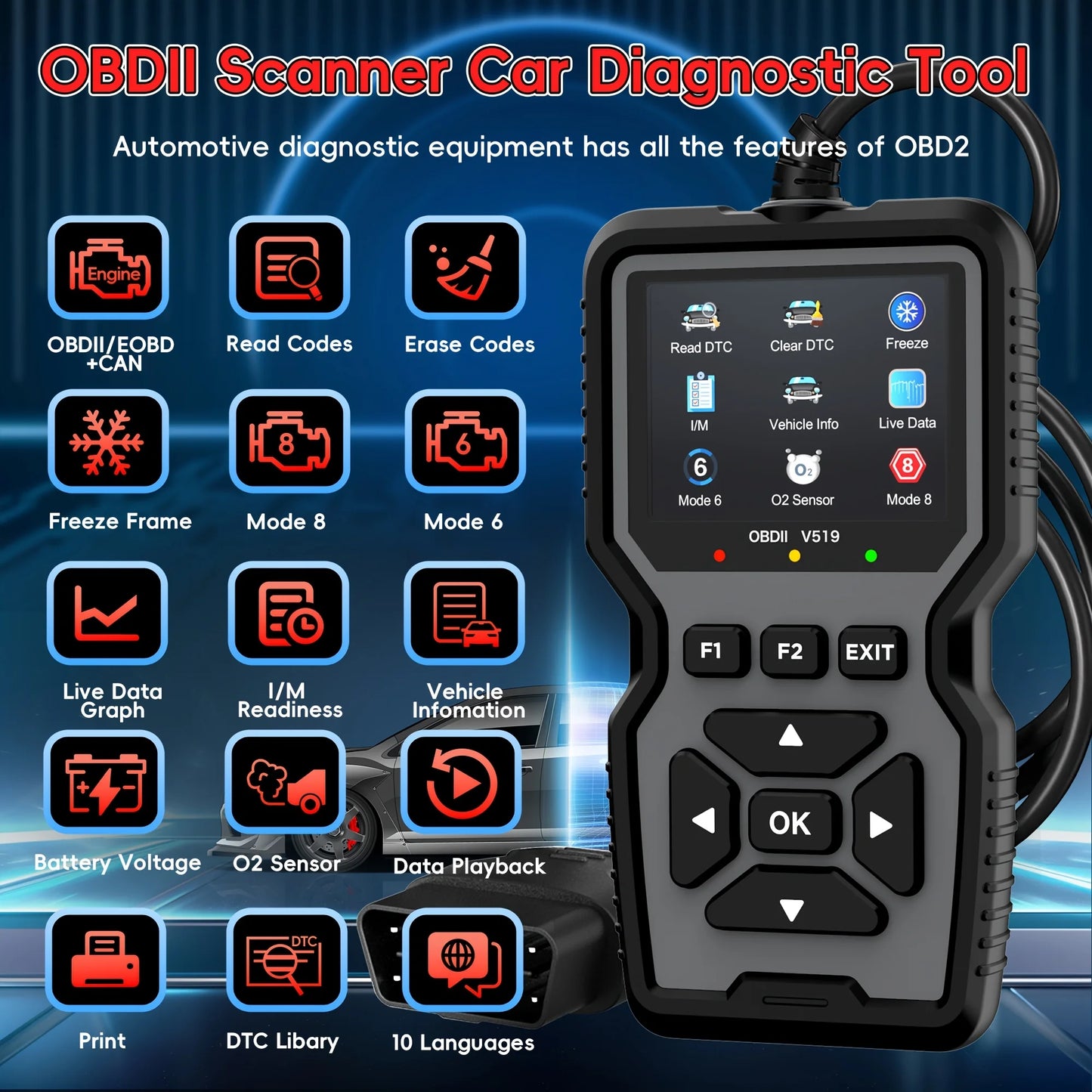 OBD2 Diagnosztikai Eszköz - Profi Motor Kód Olvasóval És Reset Lehetőséggel Valós Idejű Adatolvasás
