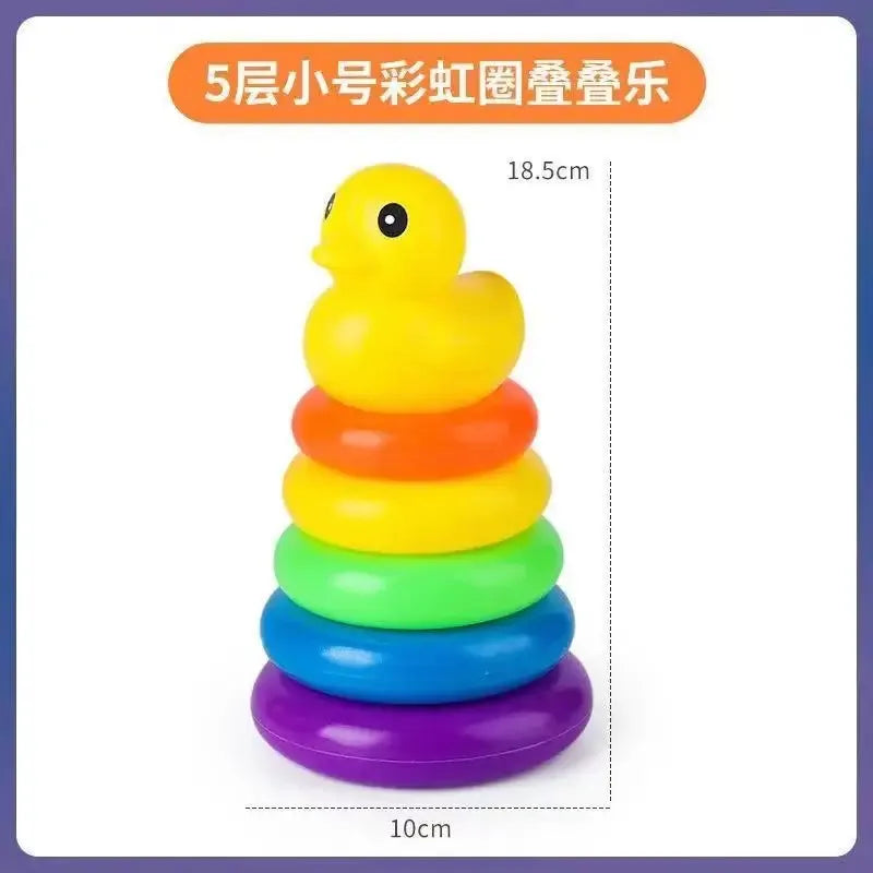 0 12 Month Baby Puzzle Pyramid Tower Cup Stacking Duck Toys Montessori Educational Beach Kids Pool Bathtub Toy Boy Gril Gift - BAALAAZ