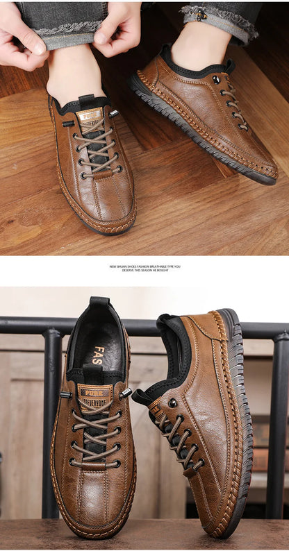 Férfi Casual Mokaszin Cipő - Kényelmes Lapos Talpú Slip-On Bőr Loafer