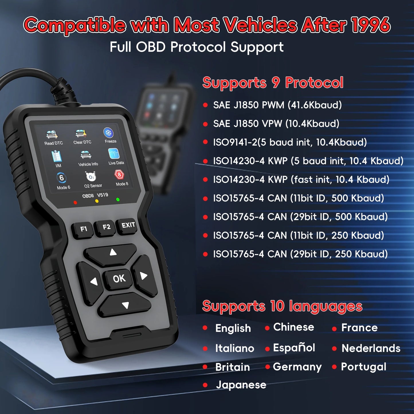OBD2 Diagnosztikai Eszköz - Profi Motor Kód Olvasóval És Reset Lehetőséggel Valós Idejű Adatolvasás