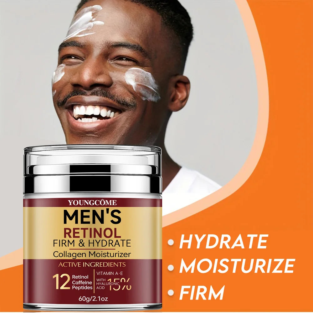 LGRAMER Men's Retinol Firming Face Cream - Hydration and Wrinkle Removal with Collagen for Glowing Skin